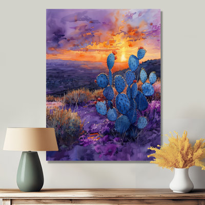 Cactus vert, désert, coucher de soleil I - art mural floral cactus