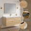 Armoire de salle de bain murale avec meuble-lavabo flottant en chêne naturel