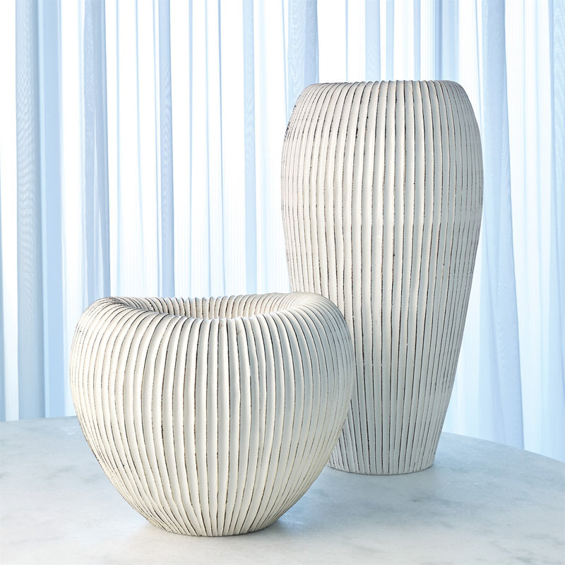 Baleen Cachepot-Ivory w/Brown Edges