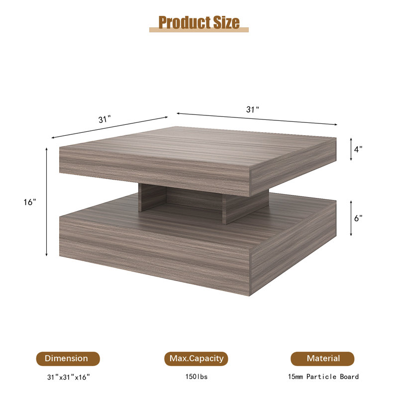Table basse à DEL avec rangement et canapé moderne, Bois gris