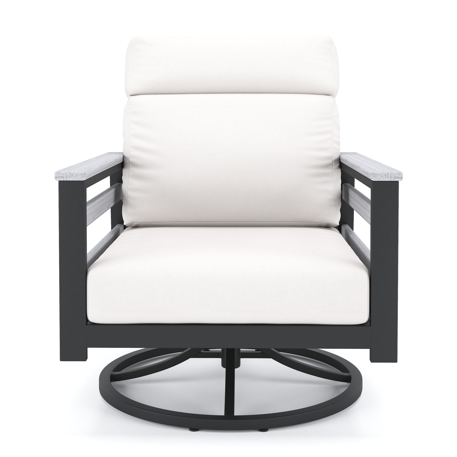 Townsend Sunbrella® Swivel Patio Lounge Chair, Cast Silver, White