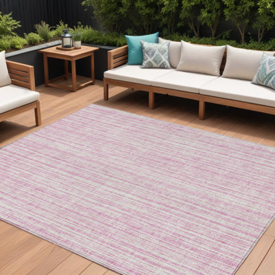 Tapis intérieur lavable rayé rose et ivoire 8 pi x 10 pi