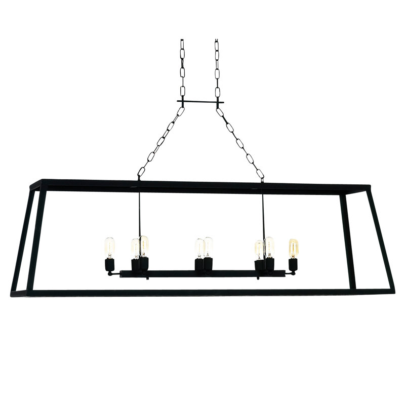 Vegas 8 - Light Kitchen Island Linear Pendant, Flat Black, 120V