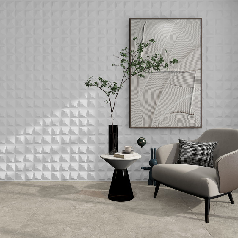 Panneaux muraux 3D 19,7 po x 19,7 po, panneaux muraux en PVC pour décoration intérieure, bureau (paquet de 12)