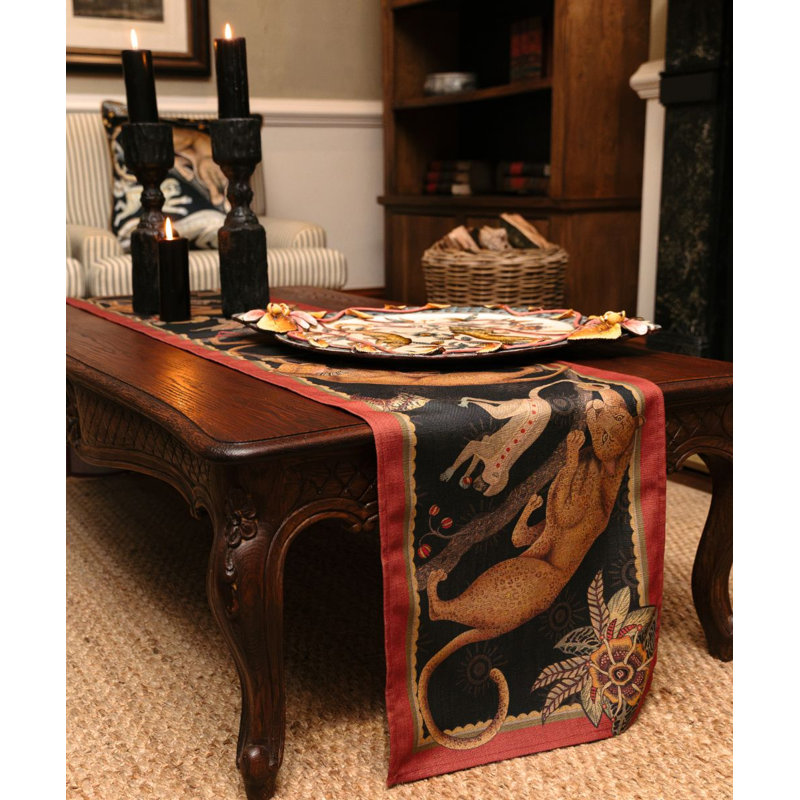 Monkey Tales Table Runner - Linen, 94" L, Night
