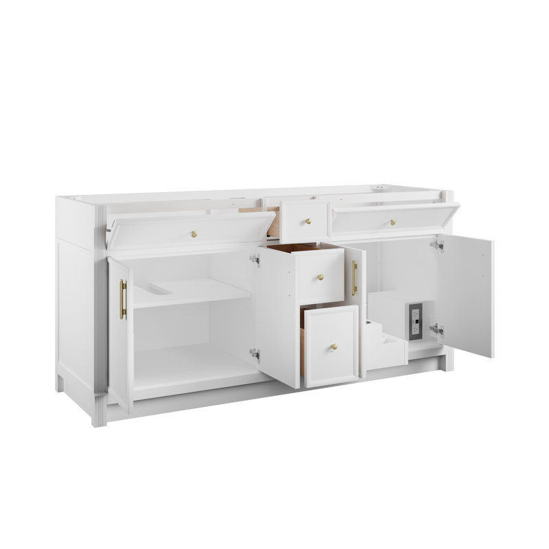 Bellshire 72" W Double Vanity, Charcoal Soapstone, Bright White