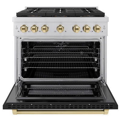 ZLINE Autograph 36 in. Paramount Dual Fuel Range w/ DuoPro Cooktop & White Door w/ Gold Accents