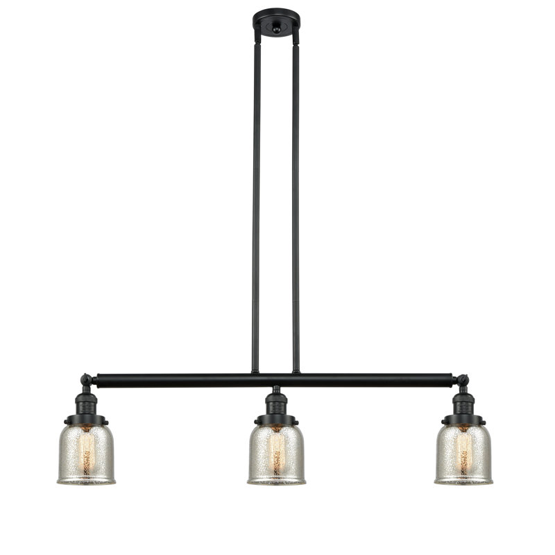 Tom 3 - Light Kitchen Island Pendant, No Bulb Included, Silver Mercury, Matte Black