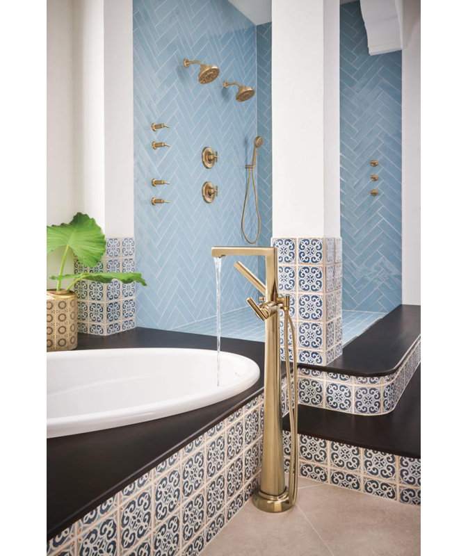 Levoir® Single-Handle Floor Mount Tub Filler, Luxe Gold
