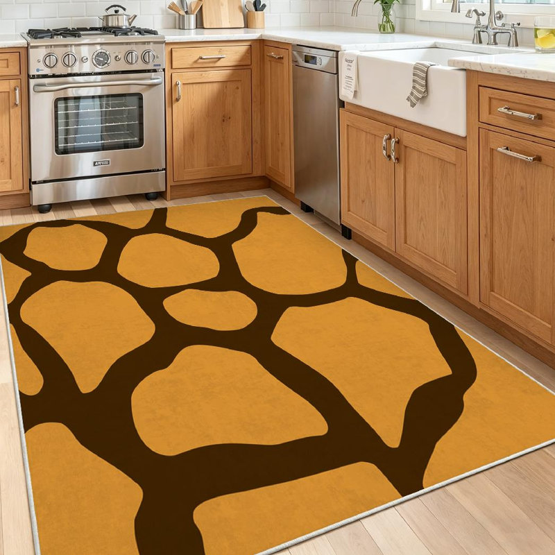 Tapis d'intérieur transparent, lavable à la machine, motif peau de girafe, idéal pour les espaces intérieurs.