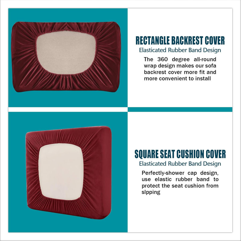 Sofa Cover With Separate Seat Cushions And Backrests Stretch Velvet Sofa Slipcover Couch Covers Furniture Protector Split Combined (Large 4 Seat Set 9 PCS)