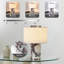 Lampe de table en marbre sans cordon Vena - marbre naturel, abat-jour en lin