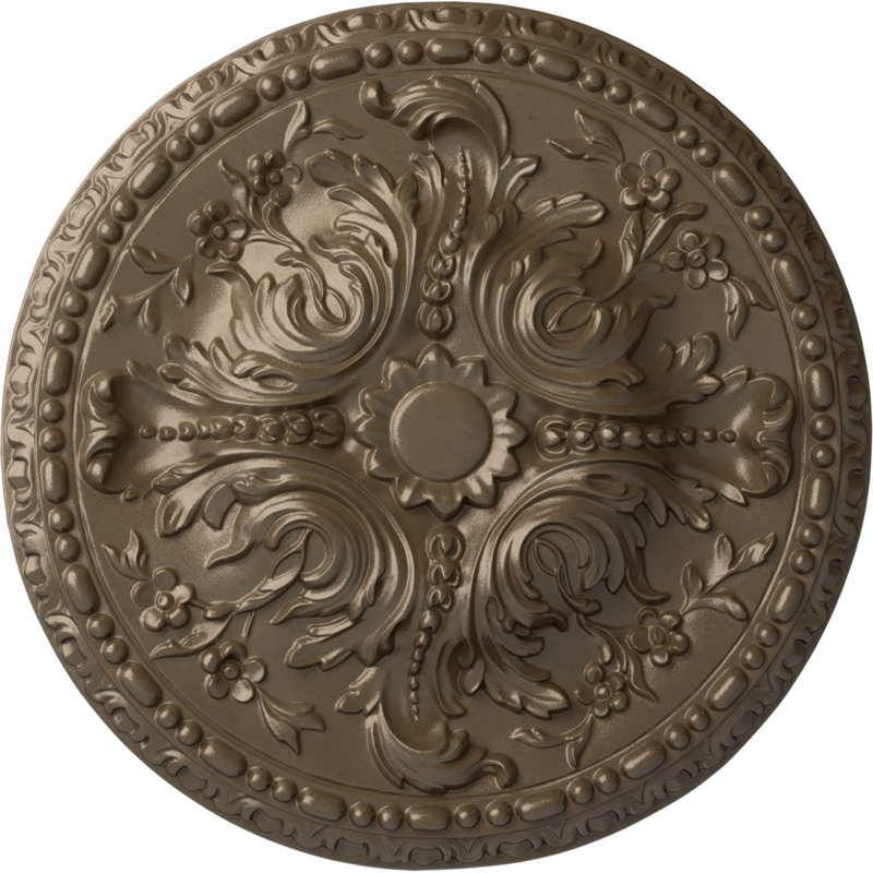 Endurathane Raymond Ceiling Medallion, 18 1/8"OD 3 5/8"ID x 1 1/8"P (Fits Canopies up to 5 1/8"), Hand-Painted Gold Finish