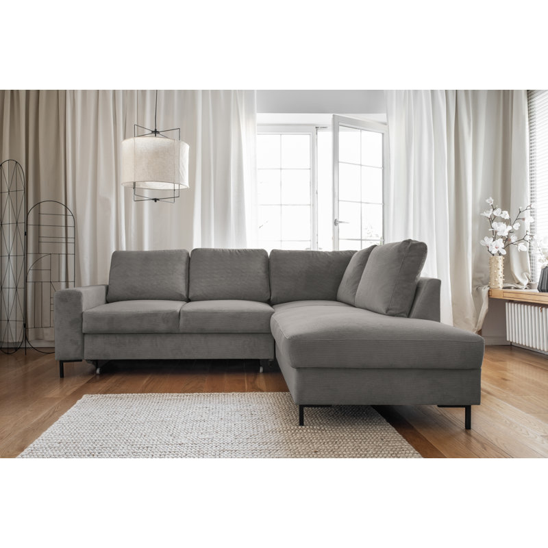 Lofty Lilly 6 seater Corner Sofa Bed, Light Grey, Right Hand Facing