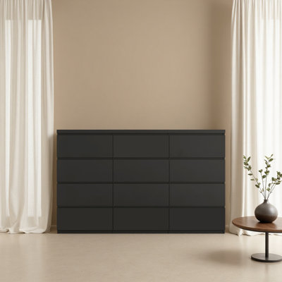 Commode à tiroirs double, commode en bois moderne avec grand espace de rangement pour la chambre à coucher