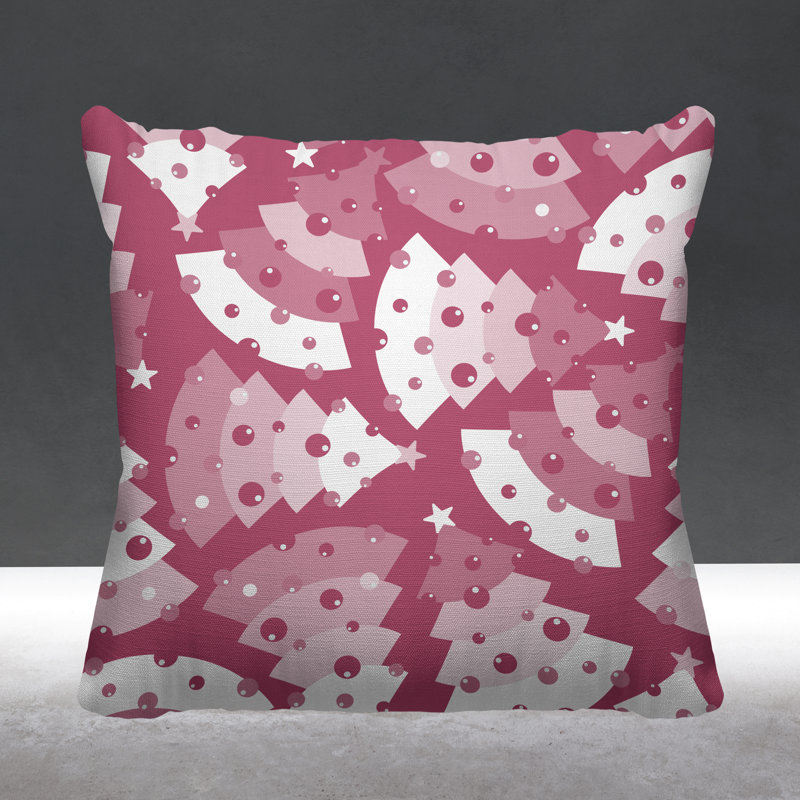 Outdoor Reversible Throw Pillow, 19H" x 19W", Pink, Square