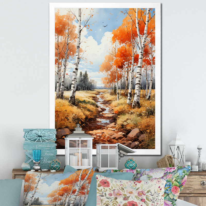 Daveyon Birch Woods Autumn Whispers VI, H 32 po x l 24 po x P 1 po, Cadre photo blanc
