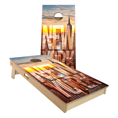 New York City Cornhole Board Set | Includes (2) Boards, (8) Bags & Optional Accessories