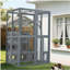 Enceinte d'extérieur pour chat avec portes à double entrée Catio, tablettes grimpantes grises, aire de jeu en bois de pin résistant aux intempéries avec 7 boîtes en bois combinées Freely