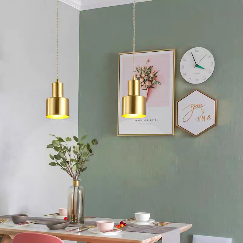 Luminaires suspendus E27 modernes dorés noirs décoratifs pour le plafond nordique pour îlot de cuisine salle à manger salon chambre à coucher