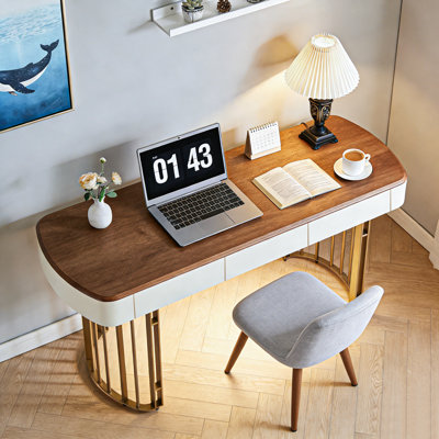 70.87" Office Desk Executive Computer Desk Workstation with 3 Storage Drawers Farmhouse Desk Study Writing Table for Home Office & Studio