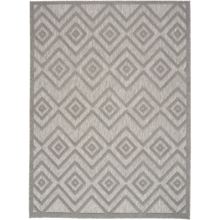 Foundry Select Versatile Diamond Silver Gray Indoor/Outdoor Area Rug