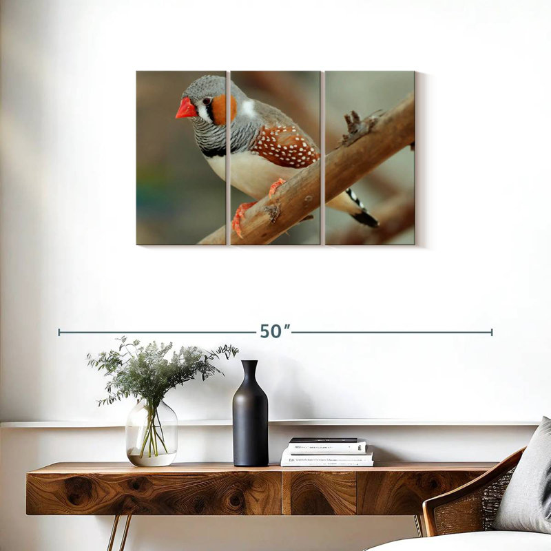 Brampt Zebra Finch On A Branch, 20" H x 33" W