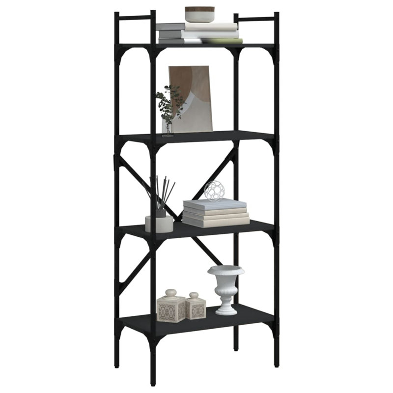 Gullickson 56cm W Steel Etagere Bookcase, Black, 138.5cm H x 56cm W x 31.5cm D