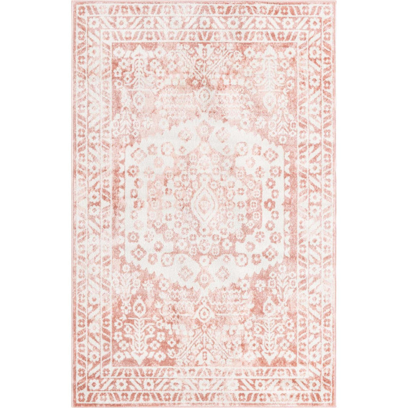 Tapis oriental rose / ivoire Braggs, Rectangle 4 pi 1 po x 6 pi 1 po
