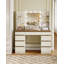 Dressing Table with Bulb/LED Light, Vanity Desk with 1 Large Drawer and 8 Small Drawer Cabinets, Adjustable Brightness, Large HD Mirror, 9 Open Storage Areas-517550835