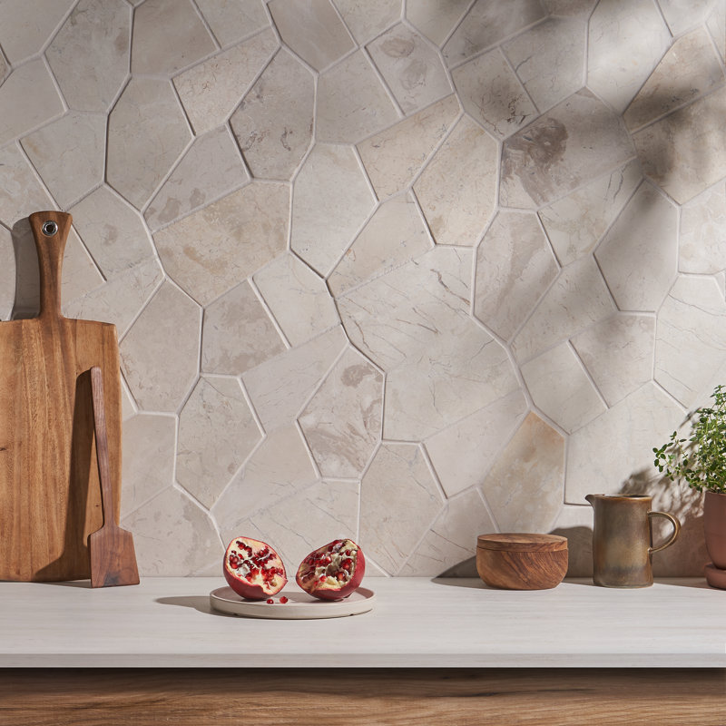 Picturesque Landscape 11.81'' W x 19.68'' L Natural Stone Mosaic Tile, White