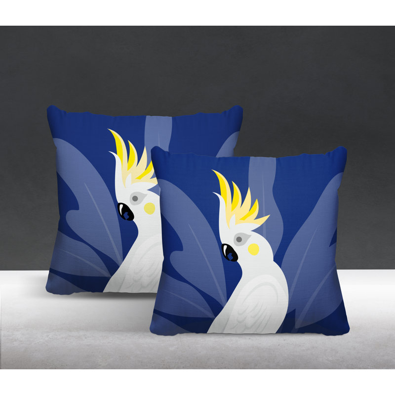 Coussin intérieur / extérieur Catoo Bird, L 15 po x H 15 po, Bleu marine