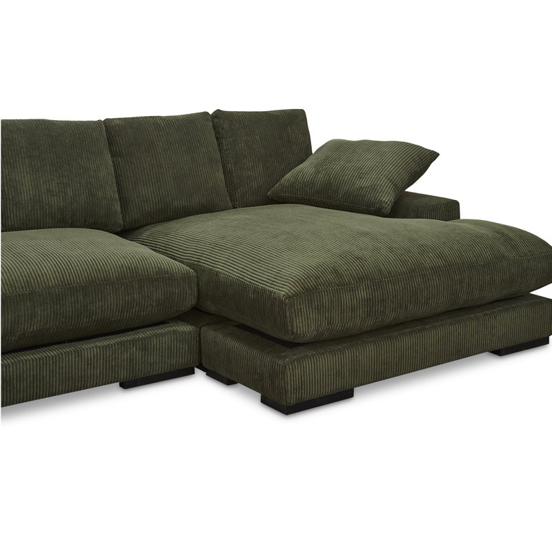 Plunge Sectional, Dark Green Corduroy