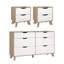 Ensemble de chambre à coucher 2 pièces Dedric - Commode double 6 tiroirs et table de chevet, hickory Jackson / blanc-1087916068