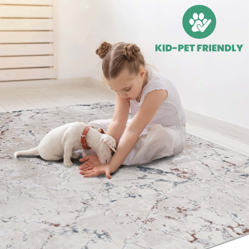 Multi/Contemporary Non-Shedding Stain Resistant Area Rug, Runner 2' x 8'
