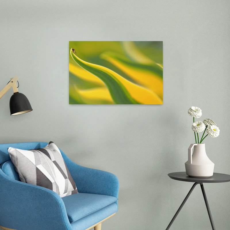Insect On Vibrant Leaf Elegant Vibrant Abstract Nature Plant Wall Art Print 1 Piece Wrapped Canvas Wall Art