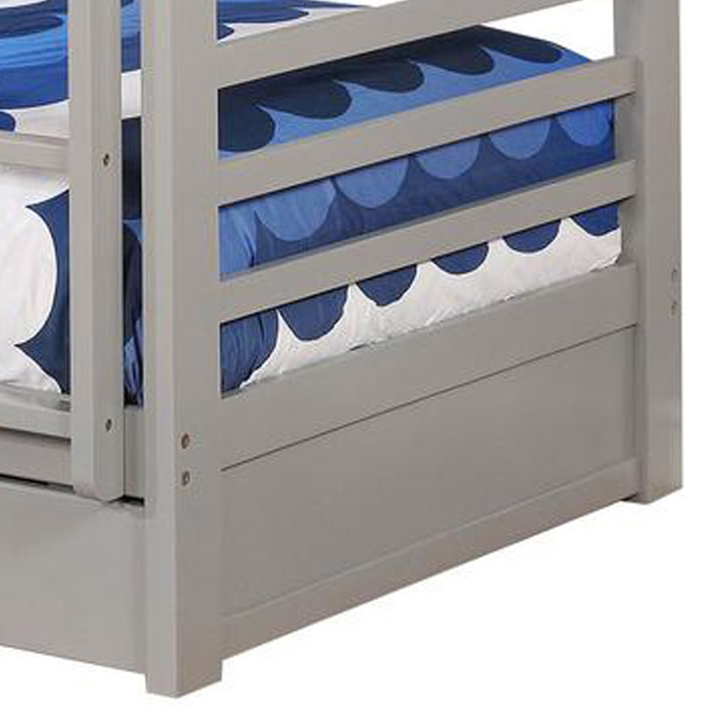 Lit superposé simple au-dessus de simple avec 2 tiroirs Alheide, Gris