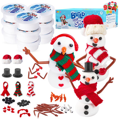 9 PCS Christmas Build a Snowman Craft Kit, DIY Modeling Clay Make a Snowman Kit for Christmas Arts and Craft Activities, Xmas Gift Stocking Stuffers, School Funny Toy Party Favor