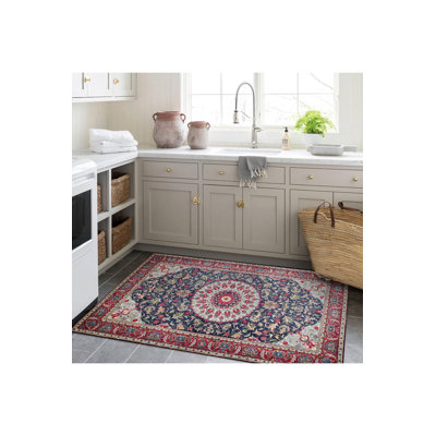 Tapis décoratif lavable à la machine moderne multicolore