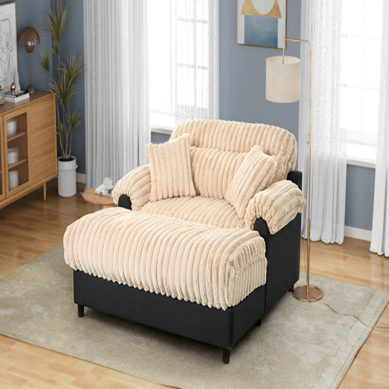 Canapé méridienne moderne 62 po Cloud, Beige, Beige