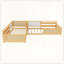 Structure de lit simple en L pour 2 enfants, lits convertibles détachables avec tableaux blancs, lit pour enfants en rotin avec étagères et lumières-129505897