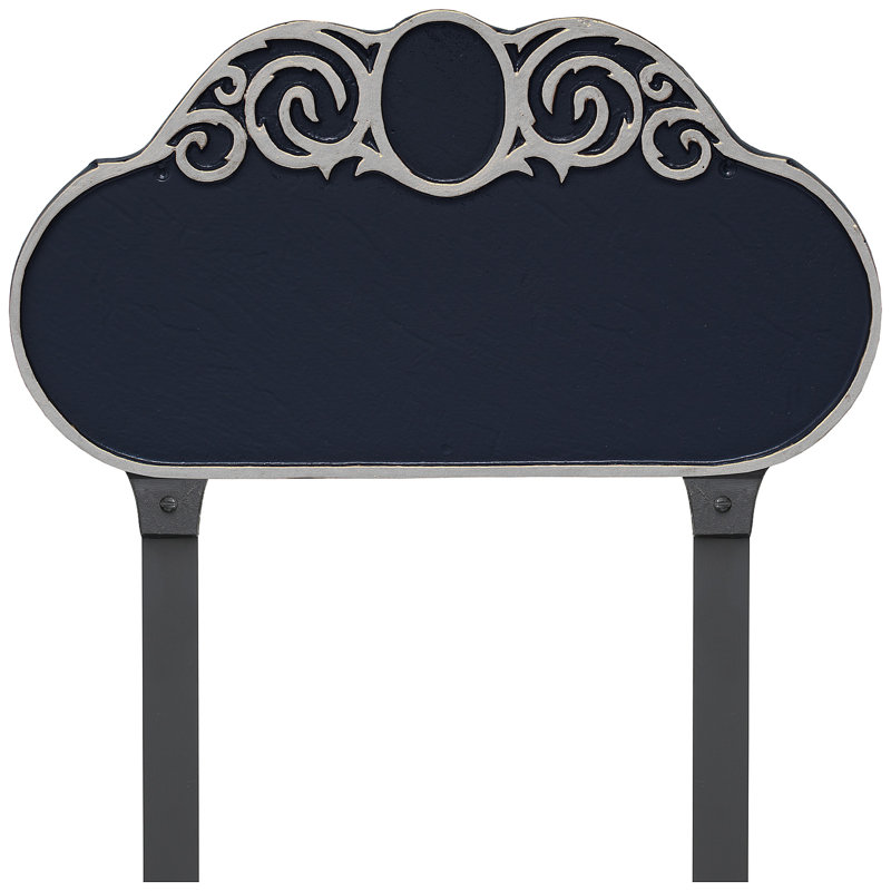 Monogram 2-Line Lawn Address Sign, Navy/Silver