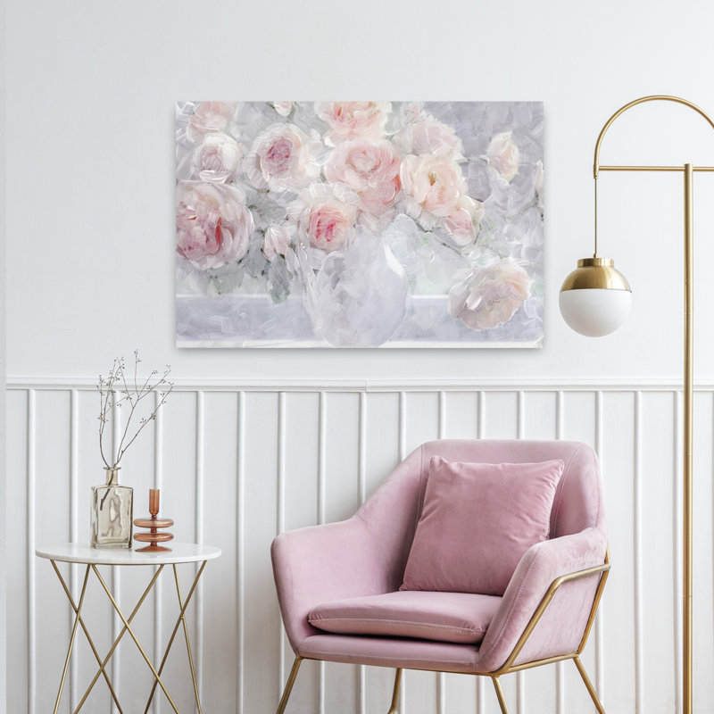 Fleurs fluides, art romantique classique contemporain, H 24 po x l 36 po