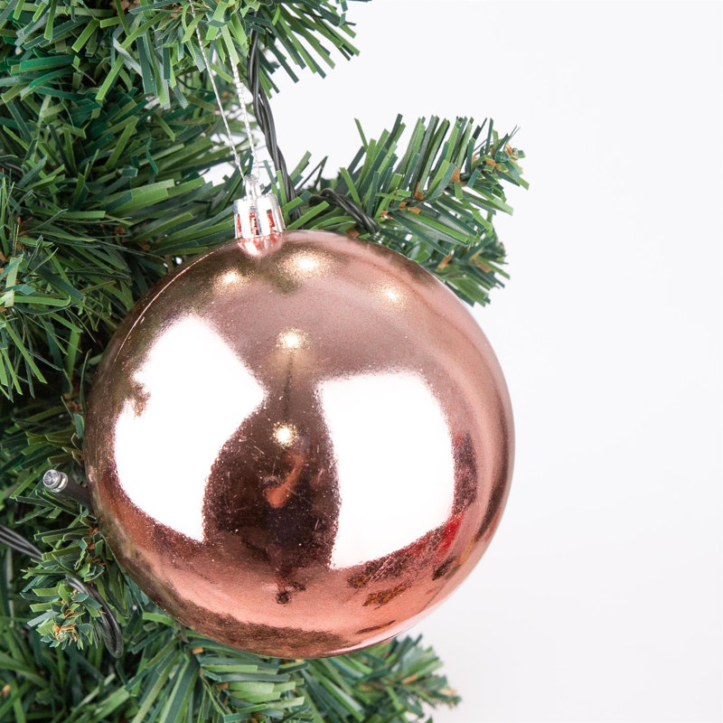 Polyvinyl Chloride (PVC) Ball Ornament, 10cm H x 10cm W x 10cm D, Rose Gold