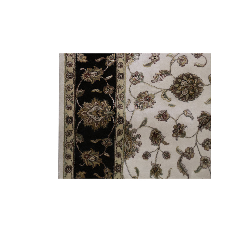 Tapis beige et noir noué à la main de haute qualité
