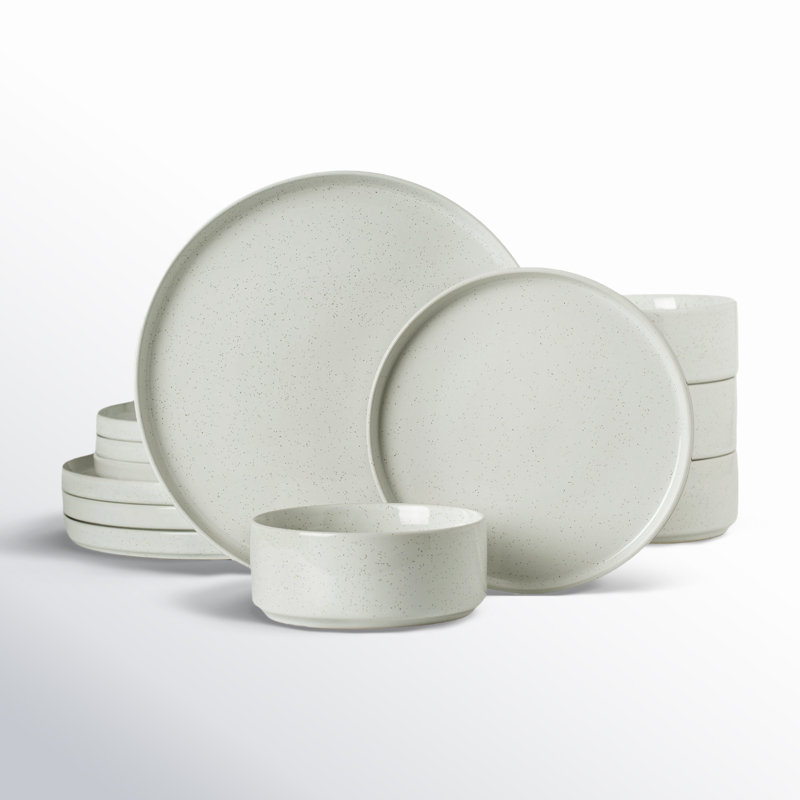 Service de table en grès moucheté, Blanc