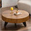 Table basse ronde de 35,4 pouces, parfaite pour décorer et recevoir, finition en bois naturel
