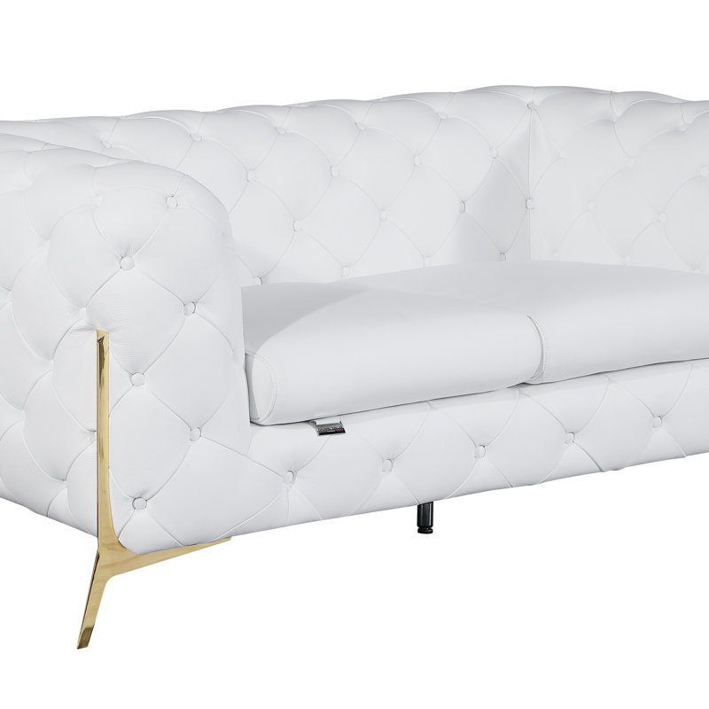 Causeuse 100% cuir Global United, Blanc
