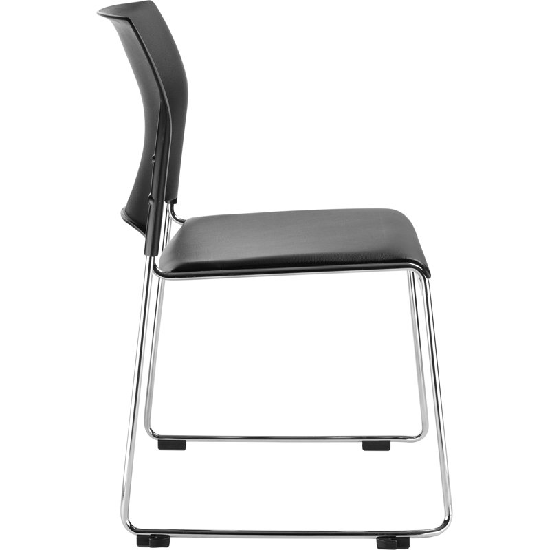 Black Vinyl and Metal Armless Stackable Chair