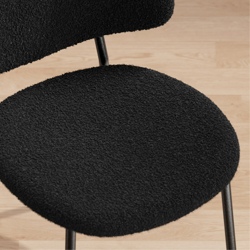 Ensemble de 4 chaises de salle à manger rembourrées en tissu Boucle de style Mid-Century avec dossier courbé (noir), Noir